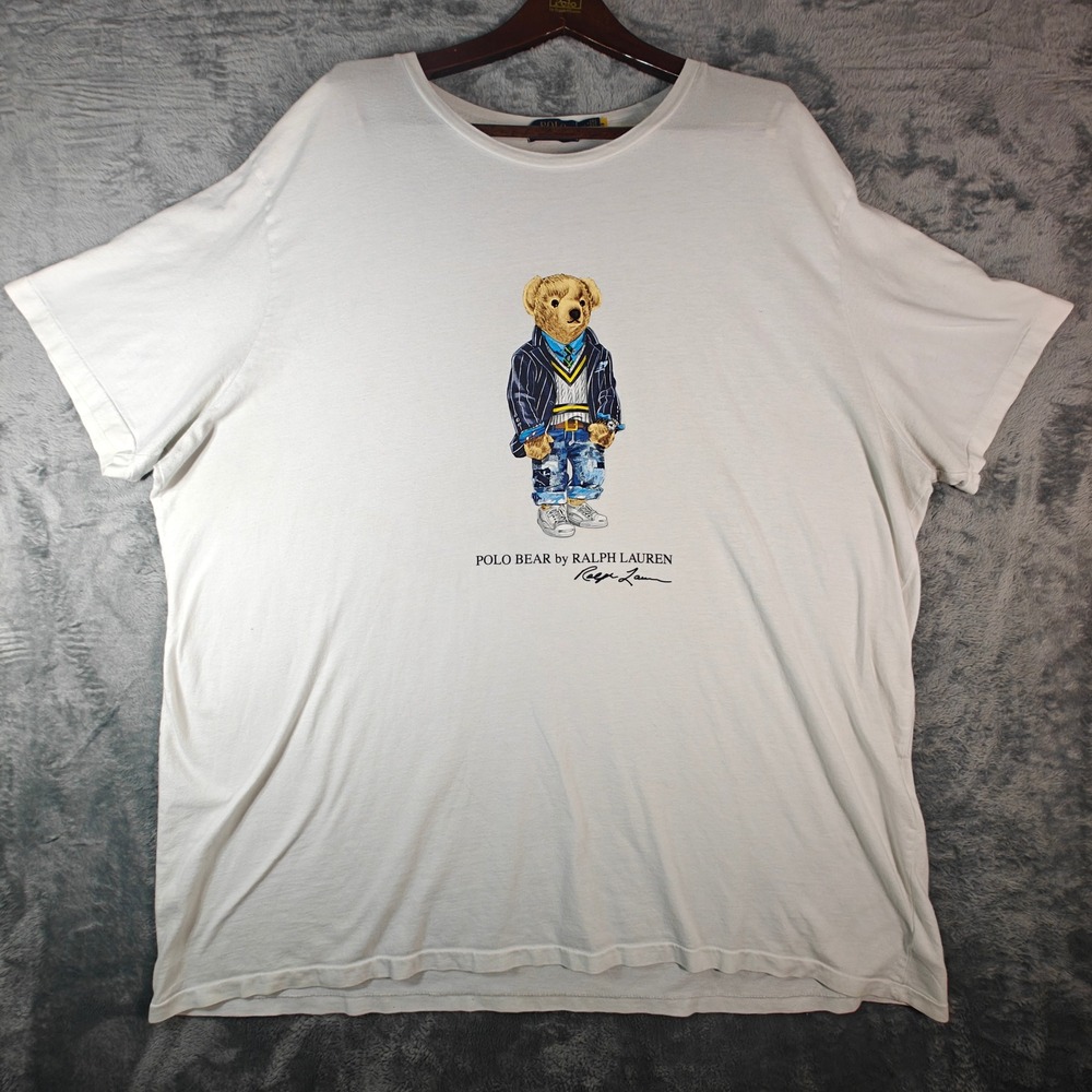 Polo Ralph Lauren T-Shirt Mens 3XLT White Polo Bear Graphic Short Sleeve Tee